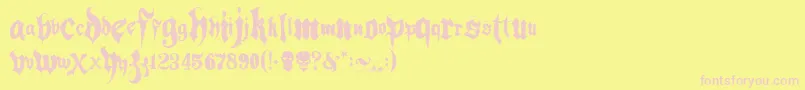 Weitere Informationen zur Hacjiuza-Schriftart Hacjiuza-Schriftart – Rosa Schriften auf gelbem Hintergrund