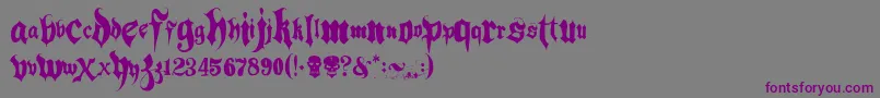 フォントHacjiuza – 紫色のフォント、灰色の背景