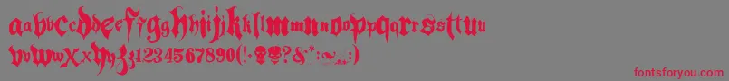 フォントHacjiuza – 赤い文字の灰色の背景