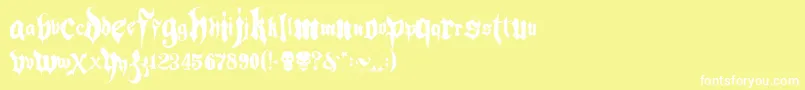 フォントHacjiuza – 黄色い背景に白い文字