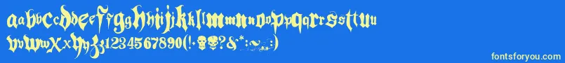 Hacjiuza-fontti – keltaiset fontit sinisellä taustalla