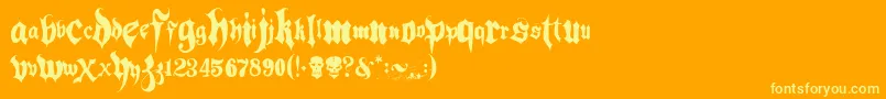 Hacjiuza Font – Yellow Fonts on Orange Background