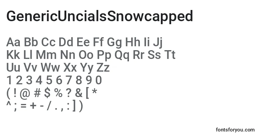 Czcionka GenericUncialsSnowcapped – alfabet, cyfry, specjalne znaki