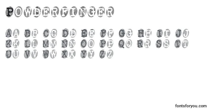 A fonte Powderfinger – alfabeto, números, caracteres especiais