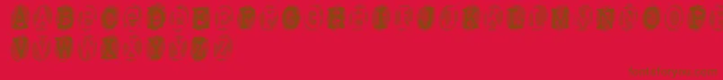Powderfinger-Schriftart – Braune Schriften auf rotem Hintergrund