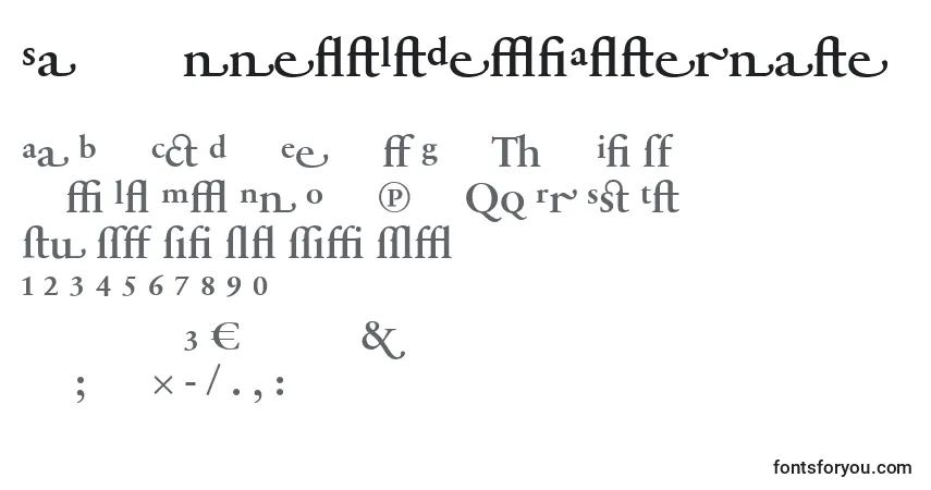 Czcionka SabonnextLtDemiAlternate – alfabet, cyfry, specjalne znaki