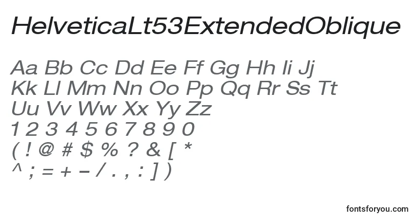 Schriftart HelveticaLt53ExtendedOblique – Alphabet, Zahlen, spezielle Symbole