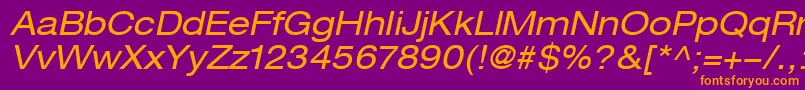 HelveticaLt53ExtendedOblique Font – Orange Fonts on Purple Background