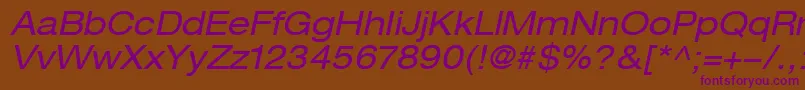 HelveticaLt53ExtendedOblique Font – Purple Fonts on Brown Background