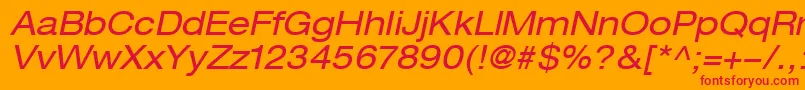 フォントHelveticaLt53ExtendedOblique – オレンジの背景に赤い文字