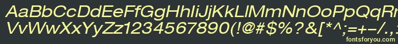 フォントHelveticaLt53ExtendedOblique – 黒い背景に黄色の文字