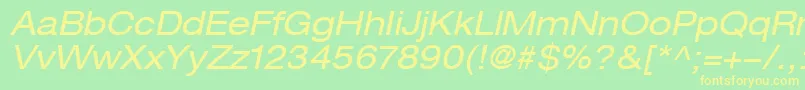 HelveticaLt53ExtendedOblique Font – Yellow Fonts on Green Background