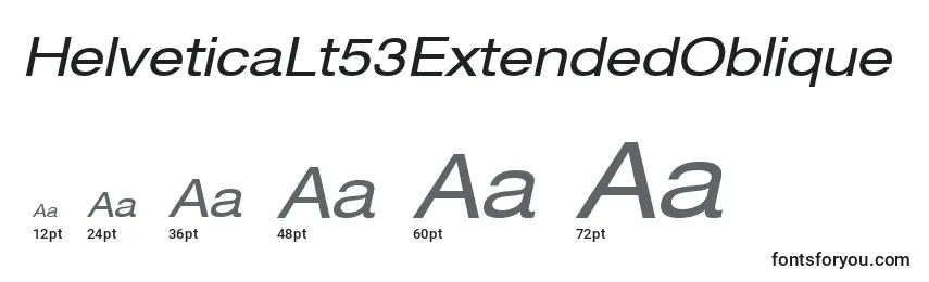 Größen der Schriftart HelveticaLt53ExtendedOblique