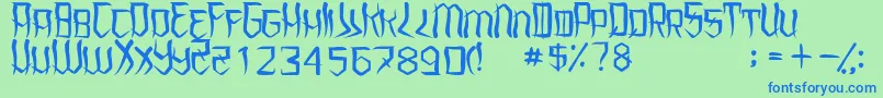 フォントUnderhoodRegular – 青い文字は緑の背景です。