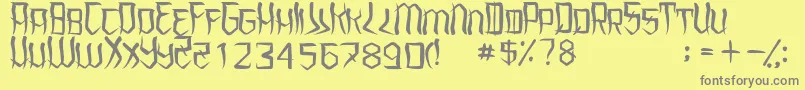 フォントUnderhoodRegular – 黄色の背景に灰色の文字