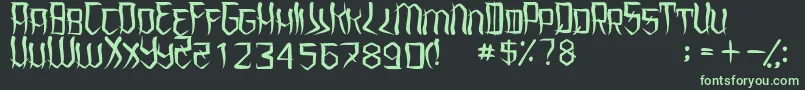 フォントUnderhoodRegular – 黒い背景に緑の文字