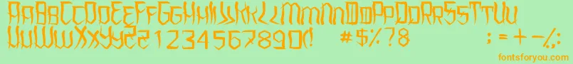 UnderhoodRegular-Schriftart – Orangefarbene Schriften auf grünem Hintergrund