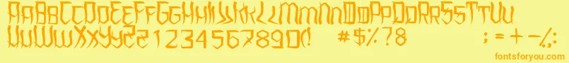 UnderhoodRegular Font – Orange Fonts on Yellow Background