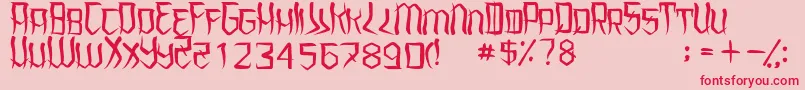 フォントUnderhoodRegular – ピンクの背景に赤い文字