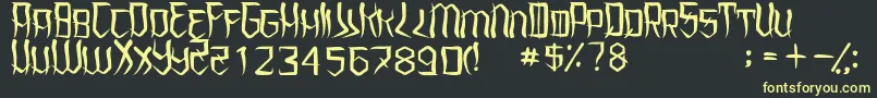 フォントUnderhoodRegular – 黒い背景に黄色の文字