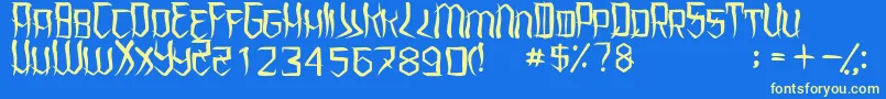 UnderhoodRegular Font – Yellow Fonts on Blue Background