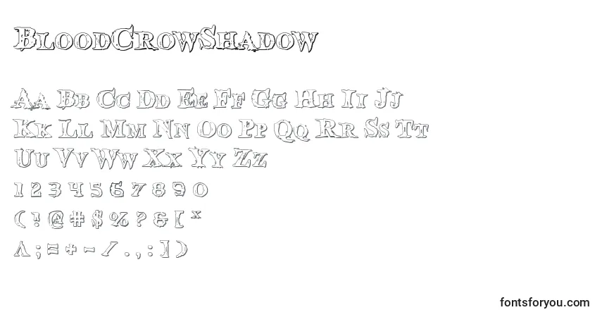 Шрифт BloodCrowShadow – алфавит, цифры, специальные символы