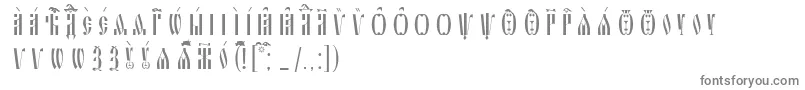 SlavjanicUcsSpacedout-fontti – harmaat kirjasimet valkoisella taustalla