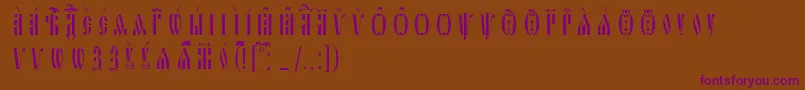 Czcionka SlavjanicUcsSpacedout – fioletowe czcionki na brązowym tle