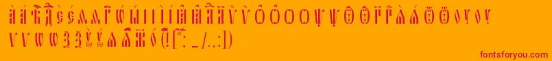 SlavjanicUcsSpacedout Font – Red Fonts on Orange Background