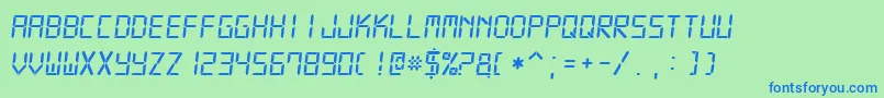 フォントDigital7MonoItalic – 青い文字は緑の背景です。