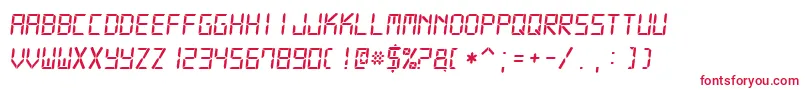 Digital7MonoItalic-Schriftart – Rote Schriften auf weißem Hintergrund