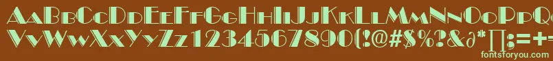 BroadwaydekoDb Font – Green Fonts on Brown Background