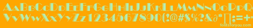 BroadwaydekoDb Font – Green Fonts on Orange Background