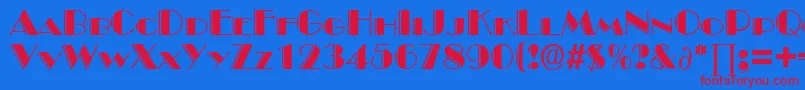 BroadwaydekoDb Font – Red Fonts on Blue Background