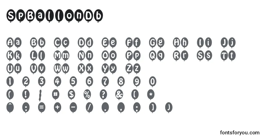 Czcionka SpBallonDb – alfabet, cyfry, specjalne znaki