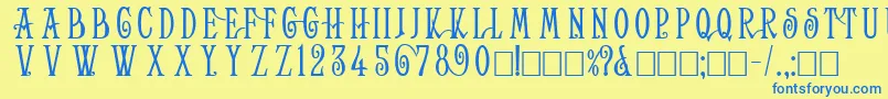 Czcionka HelenaWide – niebieskie czcionki na żółtym tle