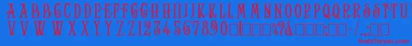 HelenaWide-Schriftart – Rote Schriften auf blauem Hintergrund
