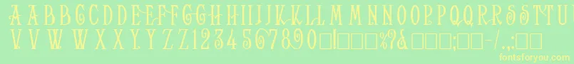 フォントHelenaWide – 黄色の文字が緑の背景にあります