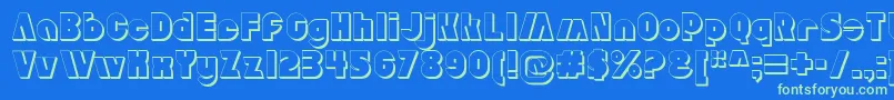 AldoExtruded Font – Green Fonts on Blue Background