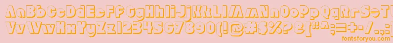 AldoExtruded-Schriftart – Orangefarbene Schriften auf rosa Hintergrund