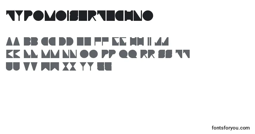 Czcionka TypoMoiserTechno – alfabet, cyfry, specjalne znaki
