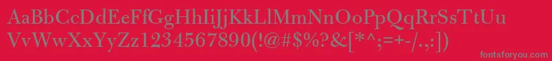 BulmerMtRegular-Schriftart – Graue Schriften auf rotem Hintergrund