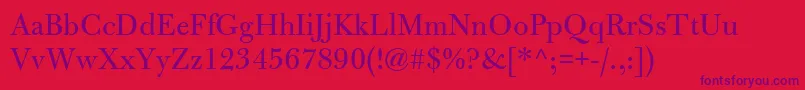 BulmerMtRegular Font – Purple Fonts on Red Background