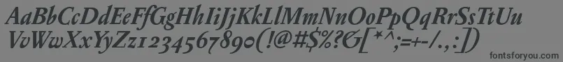 フォントPentagrammeosfBolditalic – 黒い文字の灰色の背景