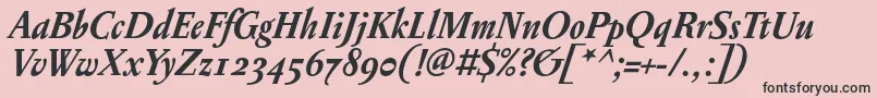 フォントPentagrammeosfBolditalic – ピンクの背景に黒い文字