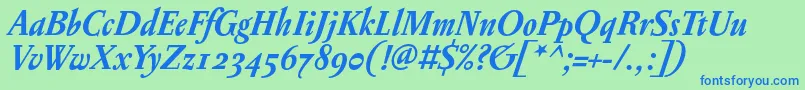 PentagrammeosfBolditalic Font – Blue Fonts on Green Background