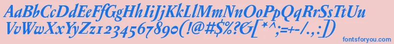 フォントPentagrammeosfBolditalic – ピンクの背景に青い文字