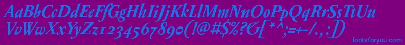 PentagrammeosfBolditalic-fontti – siniset fontit violetilla taustalla
