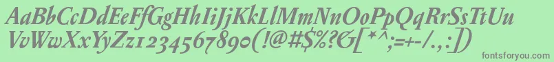 Шрифт PentagrammeosfBolditalic – серые шрифты на зелёном фоне