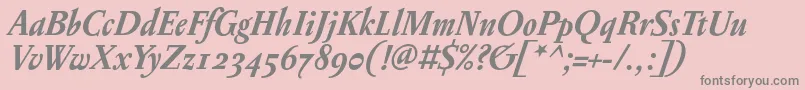 フォントPentagrammeosfBolditalic – ピンクの背景に灰色の文字